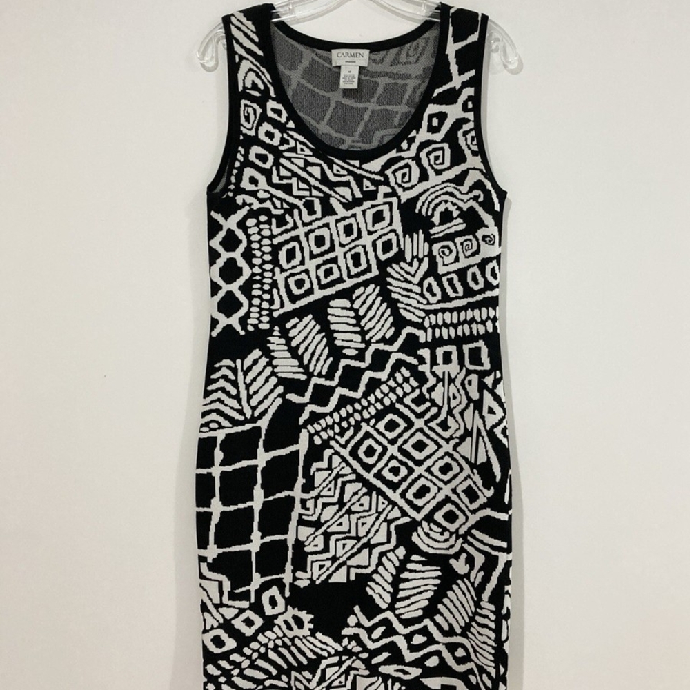 Cabin Creek Black and White Geometric Dress Torn By Ronny Kobo